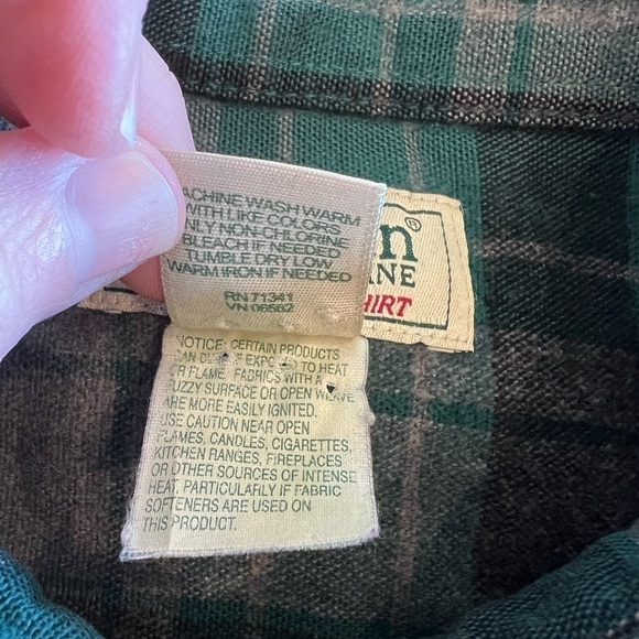 Vintage L.L. Bean Chamois Cloth Shirt Plaid with Patch Repair Cotton L-Reg - Picture 12 of 12